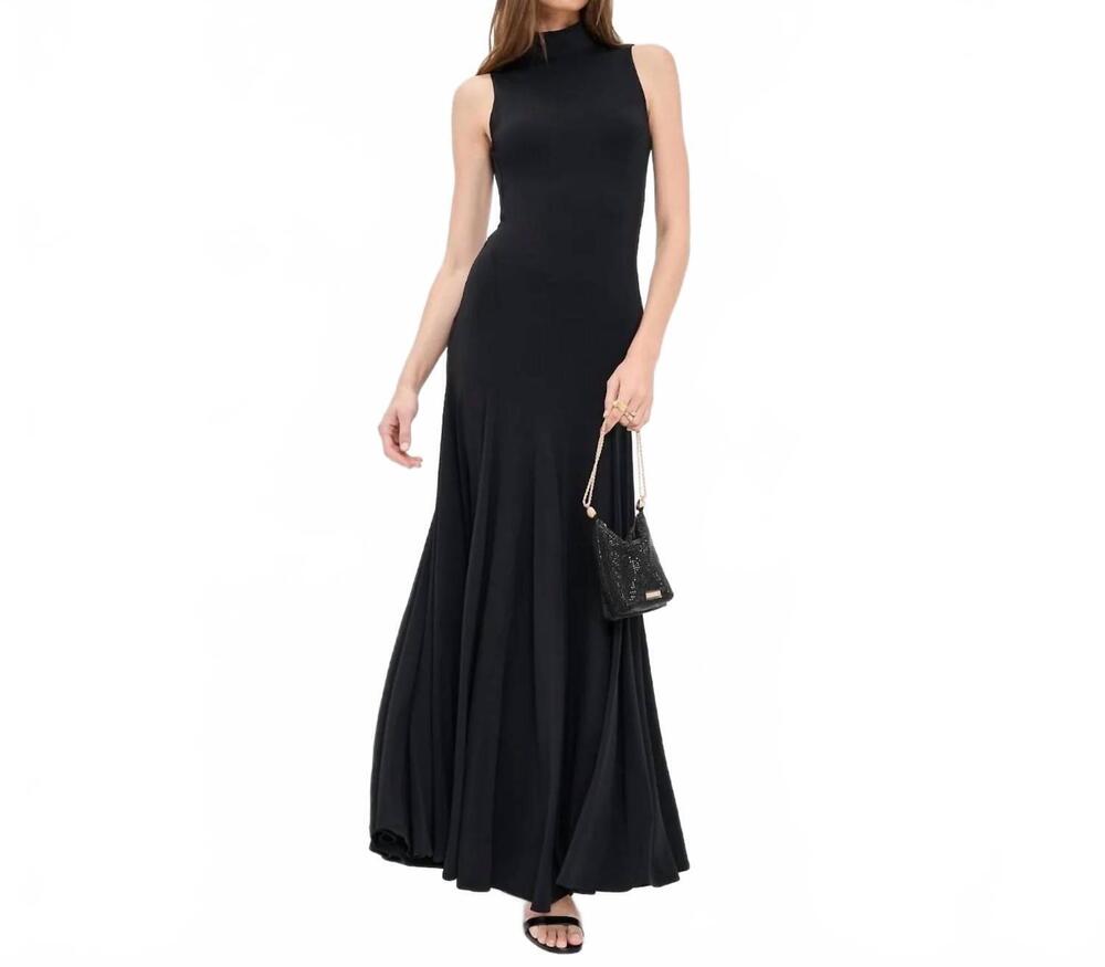 NEW ALICE + OLIVIA women's augusta open back sleeveless maxi dress in black